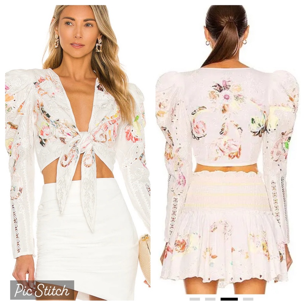 Hemant & Nandita Cora floral knotted crop top
